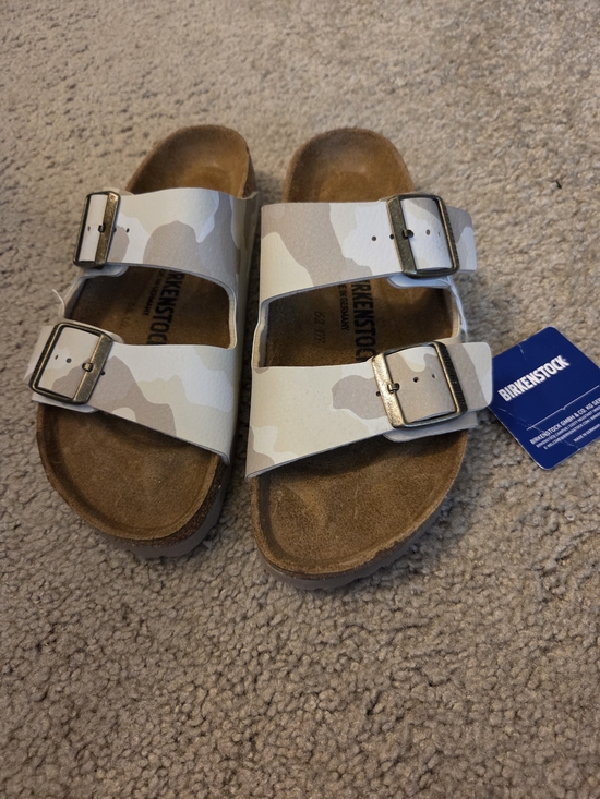 Birkenstock Shoes - Birkenstock Womens Arizona Sandals - White Camouflage